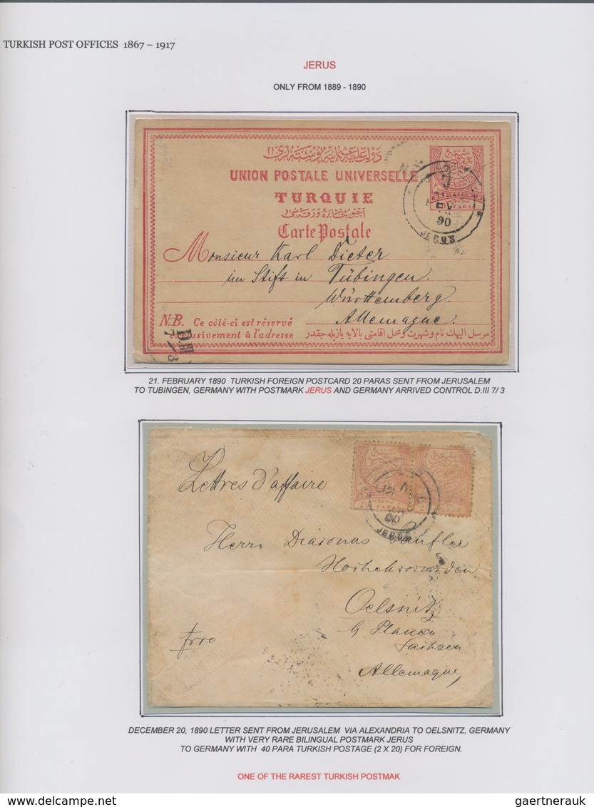 Türkei: 1872/1917, Imperial Ottoman Mail in Palestine/Holyland, extraordinary exhibit on 27 album pa