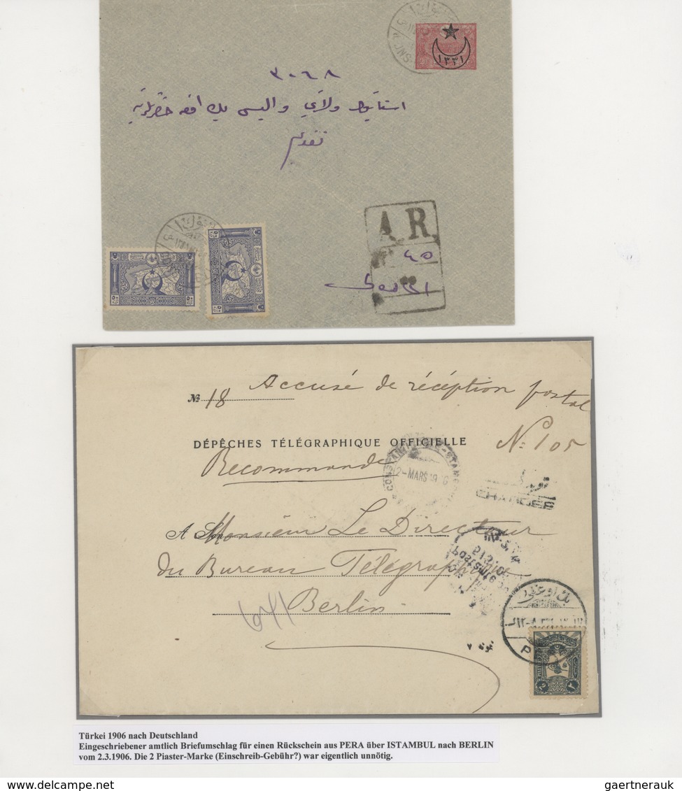 Türkei: 1892/1917, AVIS DE RECEPTION, Lot Of Seven Entires, Incl. 1892 Franked Receipt Form, 1902 Te - Usados