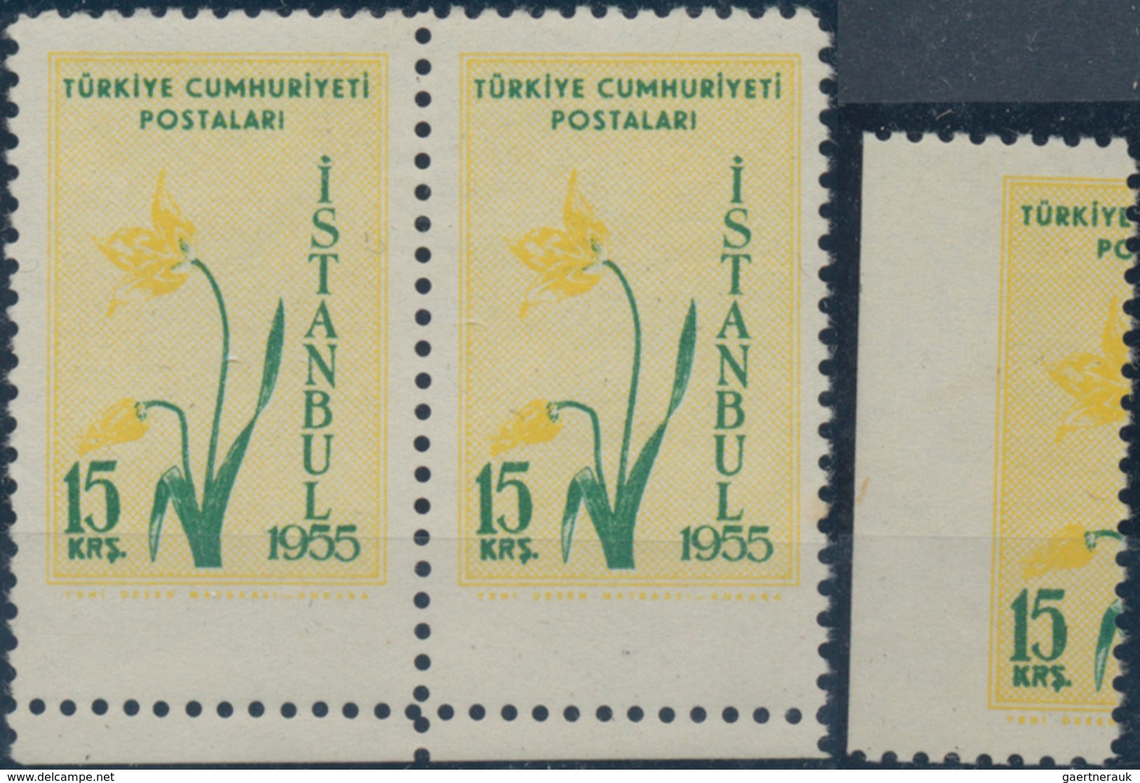 Türkei: 1955/1977, Lot Of 20 Stamps Showing Varieties, E.g. 1955 Flowers 10k. Horizontal Pair "impef - Gebruikt