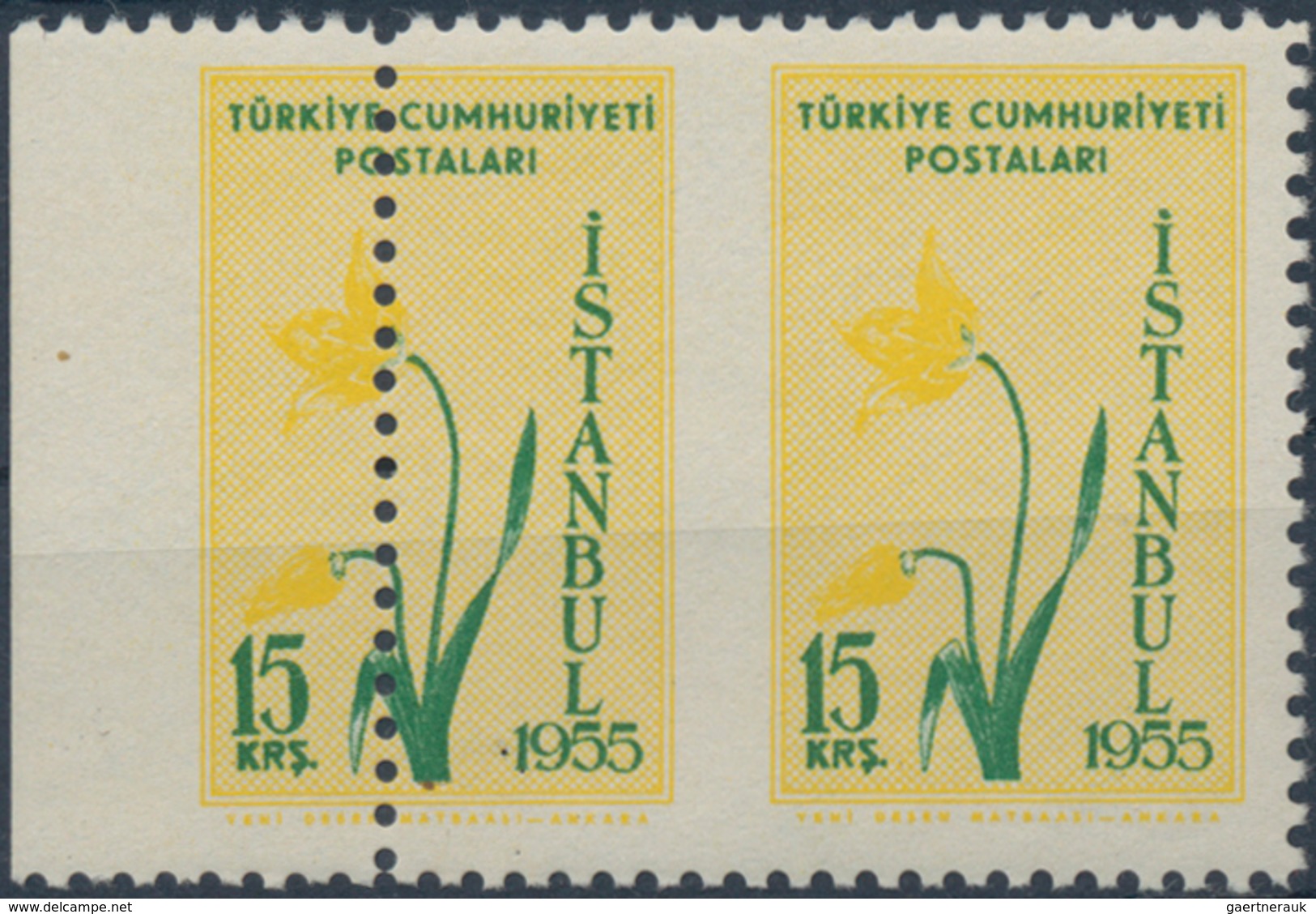 Türkei: 1955/1977, Lot Of 20 Stamps Showing Varieties, E.g. 1955 Flowers 10k. Horizontal Pair "impef - Used Stamps