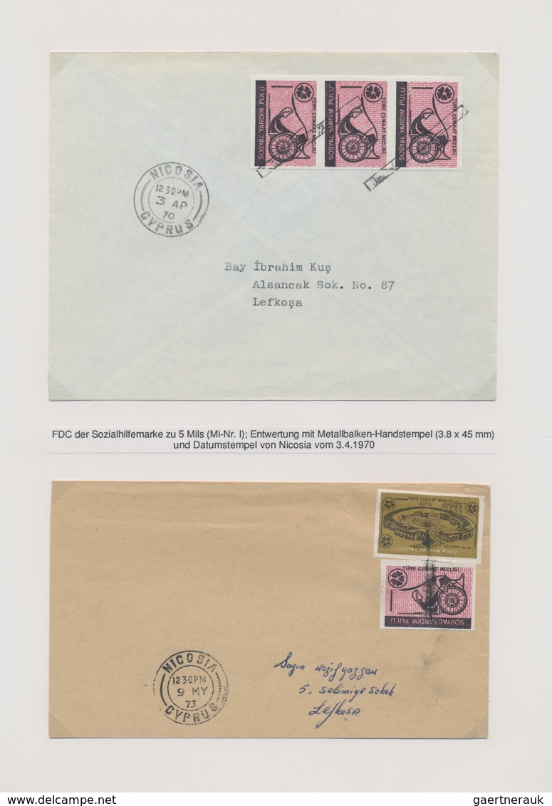 Türkisch Zypern: 1970/1973, Social Welfare Stamps, Collection Of 28 Covers/cards And Several Loose S - Briefe U. Dokumente