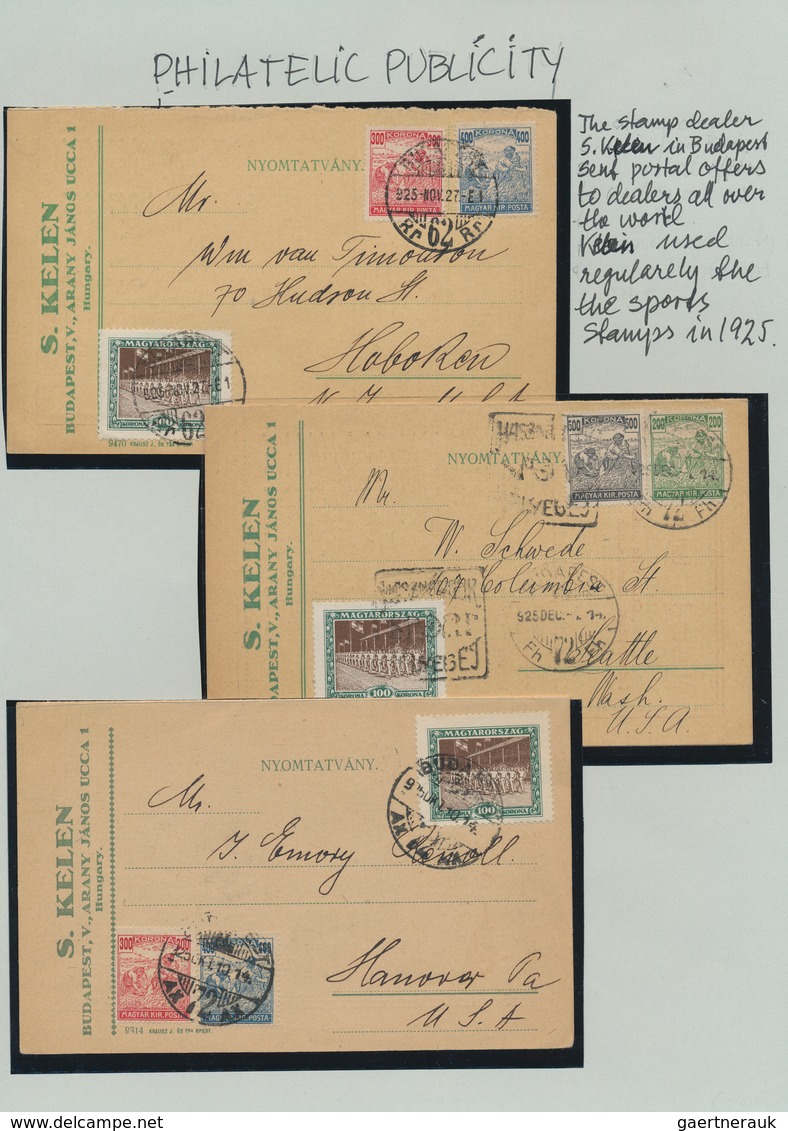 Ungarn: 1925. Special Lot Containing The SPORTS Series In Diverse Aspects: Cards And Covers Showing - Briefe U. Dokumente