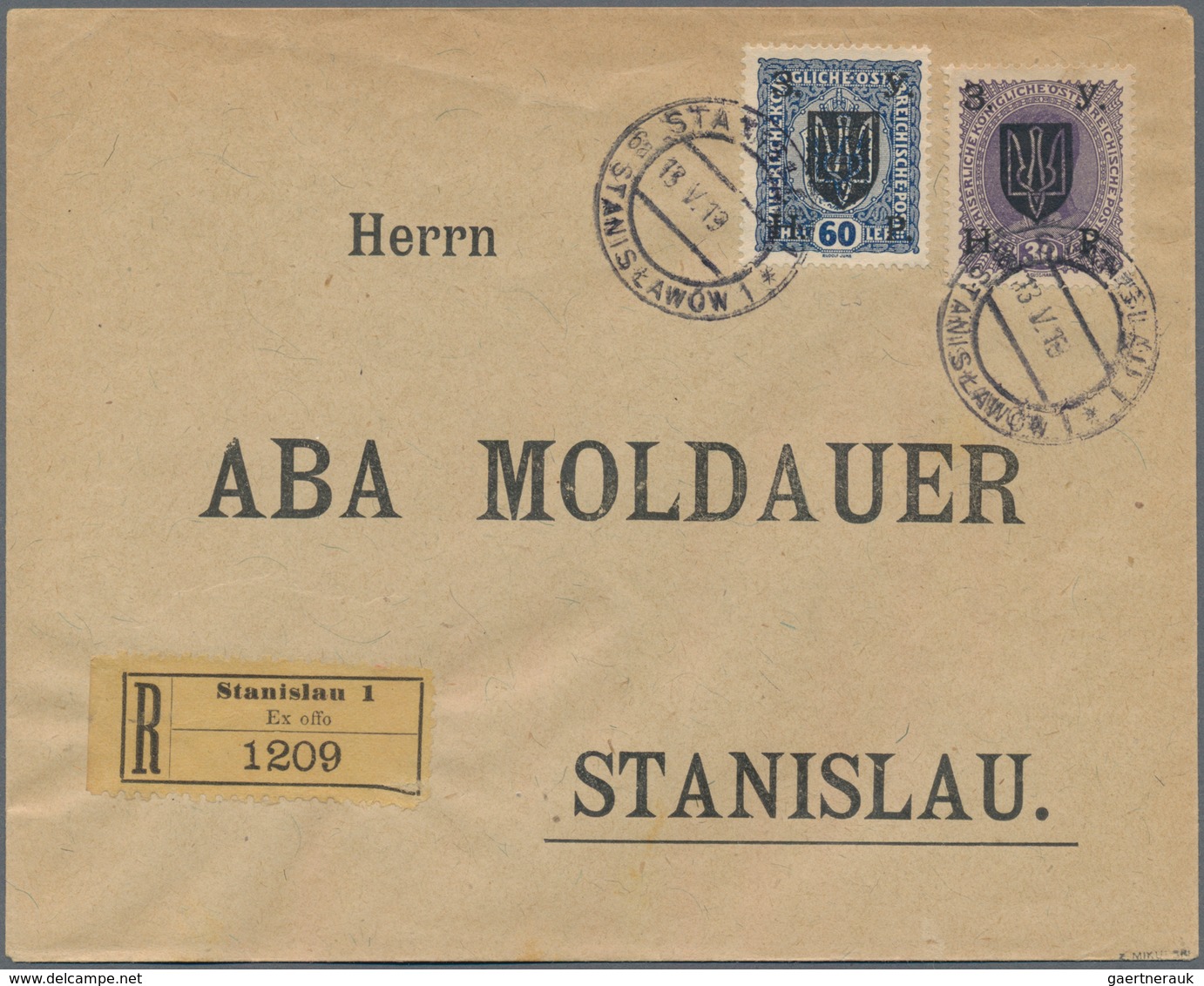 Westukraine: 1919, Lot Von 5 Eingeschriebenen Lokalbriefen STANISLAU Mit Unterschiedlichen Frankatur - Ucrania