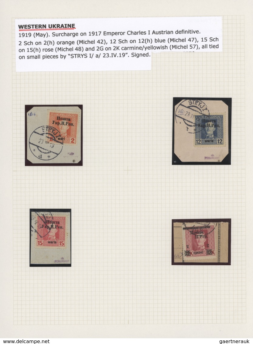 Westukraine: 1919, Revaluation Overprints On Austrian Field Post Stamps, Lot Of Four Values Each On - Ucrania