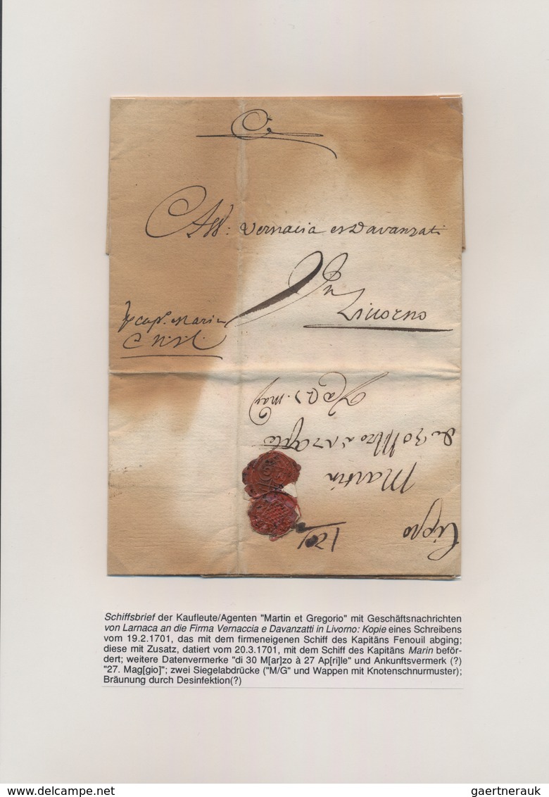 Zypern: 1682-1980, Thematic Collection Starting Three Preadhesive Envelopes, From Smirne And Larnaca - Otros & Sin Clasificación