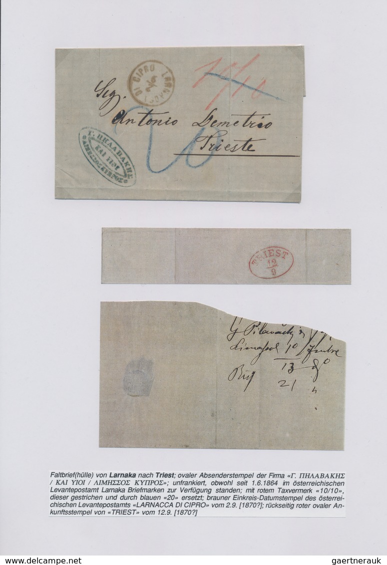 Zypern: 1682-1980, Thematic Collection Starting Three Preadhesive Envelopes, From Smirne And Larnaca - Sonstige & Ohne Zuordnung