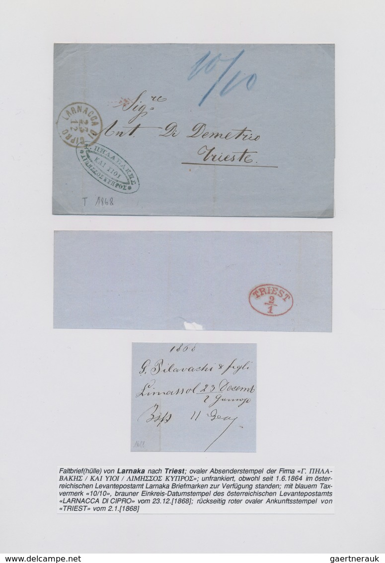 Zypern: 1682-1980, Thematic Collection Starting Three Preadhesive Envelopes, From Smirne And Larnaca - Sonstige & Ohne Zuordnung