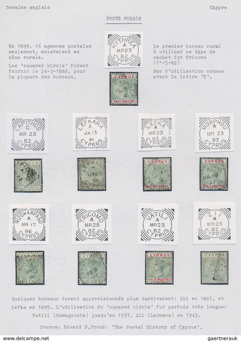 Zypern: 1882/1914 (ca.), Interesting Small Collection On Five Exhibition Pages With About Twelve Fin - Otros & Sin Clasificación