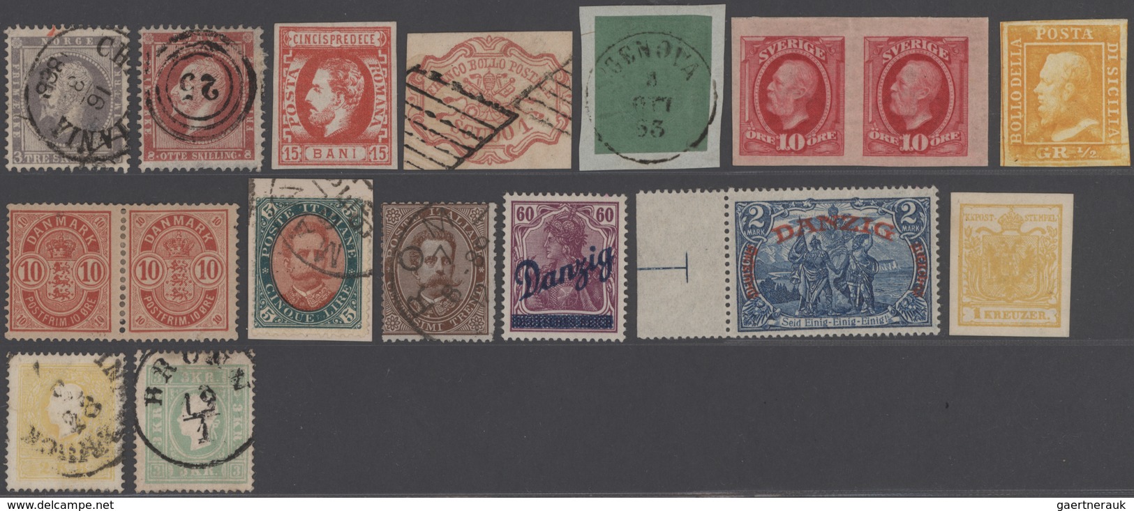 Europa: 1850/1920 (ca.), Mint And Used Lot Of 18 Stamps Incl. Italian States/Italy, Austria, Norway, - Otros - Europa