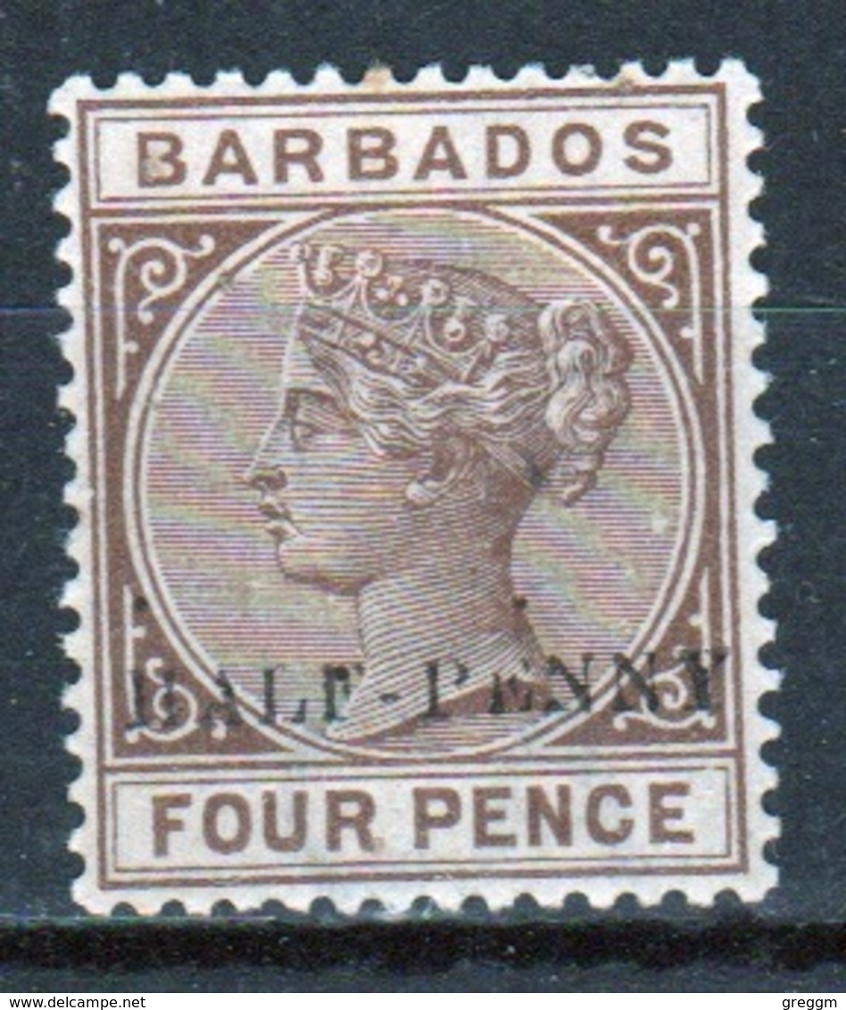 Barbados Queen Victoria Single Four Penny Stamp With Half Penny Overprint. - Barbados (...-1966)