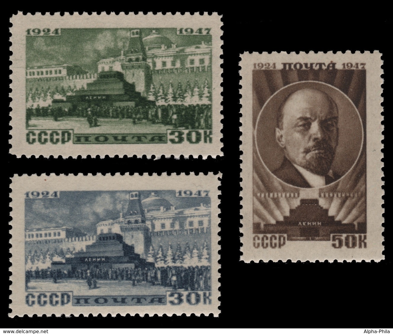 Russia / Sowjetunion 1947 - Mi-Nr. 1085-1087 ** - MNH - Wladimir Lenin - Ungebraucht