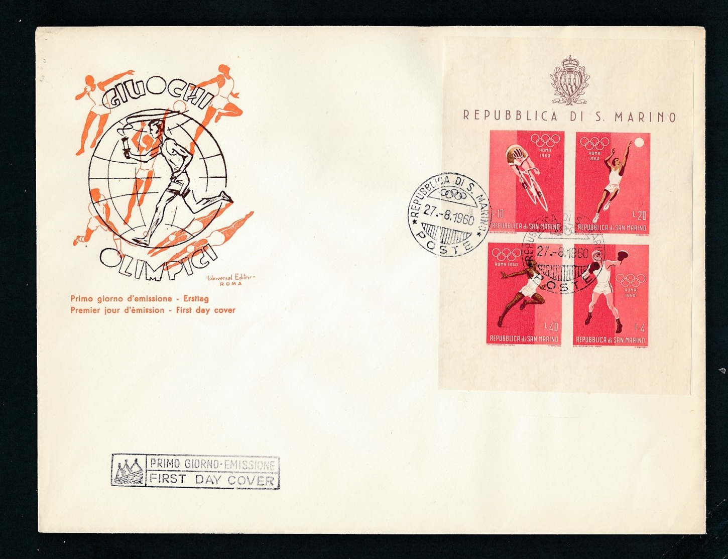 San Marino FDC Block 5-7  Olympia 1960 (bg2654  ) Siehe Scan - FDC