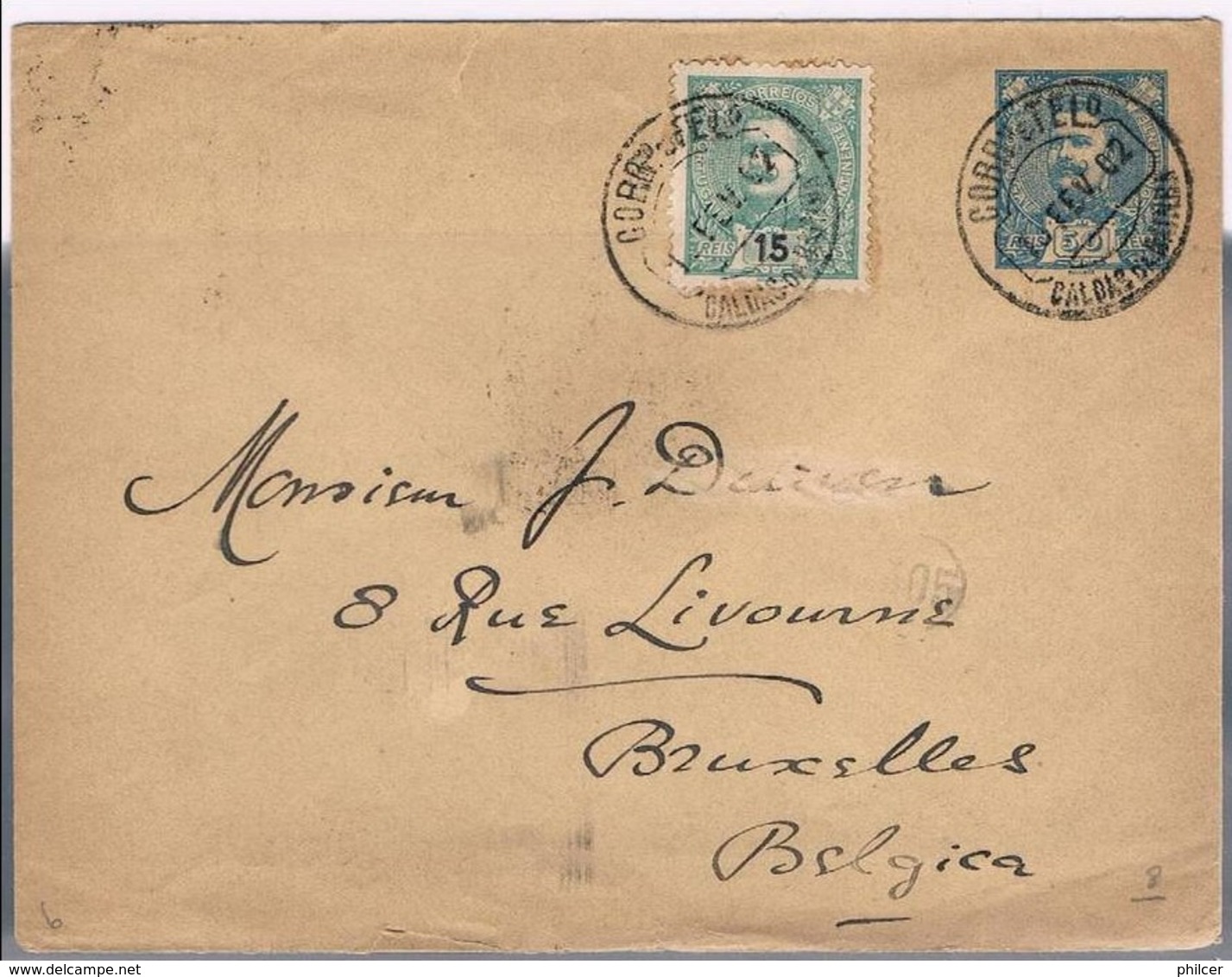 Portugal, 1902, Caldas Da Rainha-Belgica - Lettres & Documents