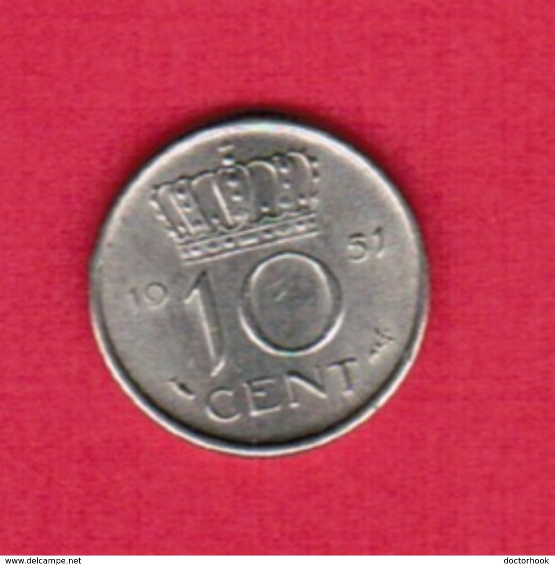 NETHERLANDS  10 CENTS 1951 (KM # 182) #5409 - 1948-1980 : Juliana