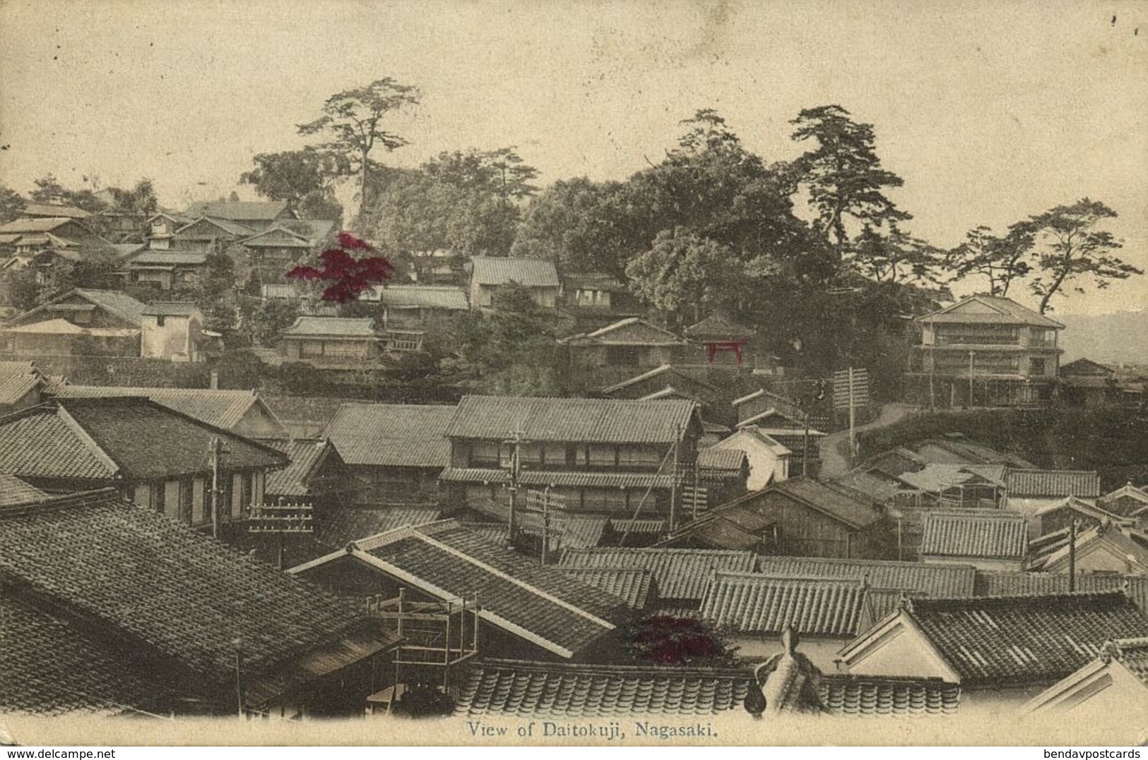 Japan, NAGASAKI, View Of Daitokuji (1909) Partly Hand Painted Postcard - Other & Unclassified