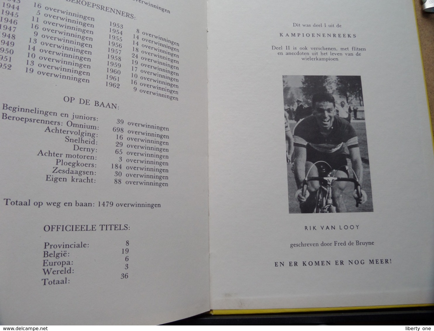 RIK Van STEENBERGEN Door Fred De Bruyne ( Uitgave G. KOLFF Mechelen ) Kampioenenreeks Deel I ! - Cyclisme
