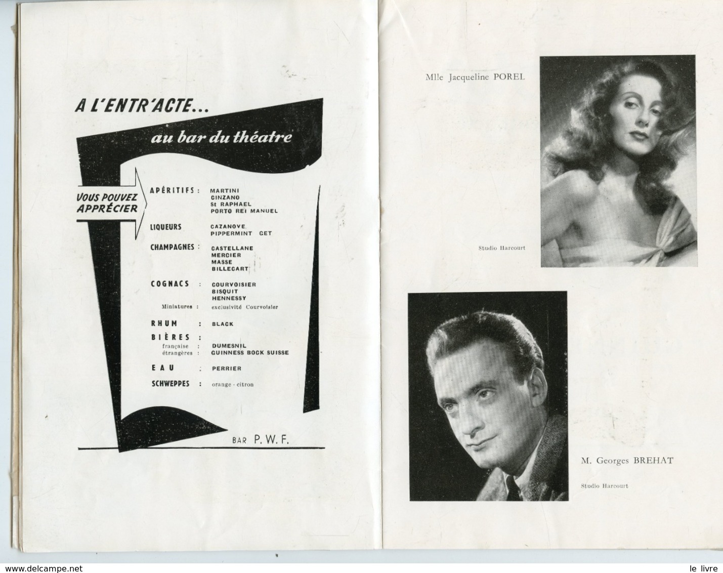 PROGRAMME THEATRE ANTOINE 1950 FRIC-FRAC DE MARCEL ACHARD AVEC MICHEL SIMON JACQUELINE POREL - Programas