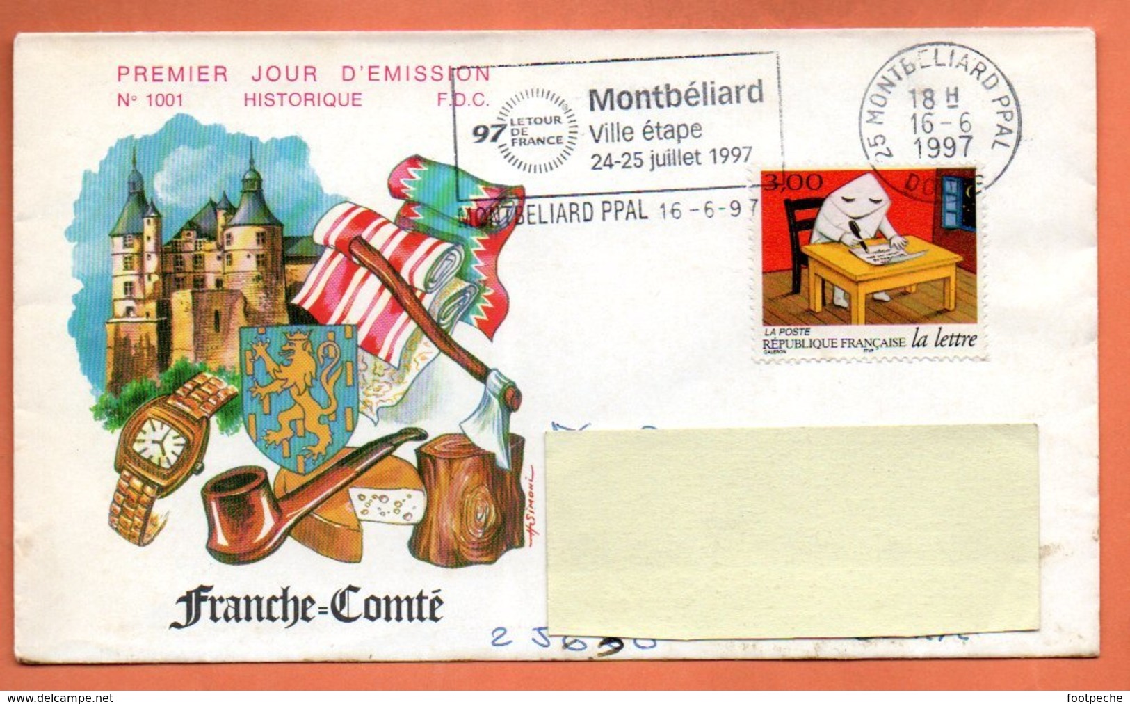 MAURY N° 3048  LA LETTRE  25 MONTBELIARD  1997  Lettre Entière N° OO 831 - 1961-....