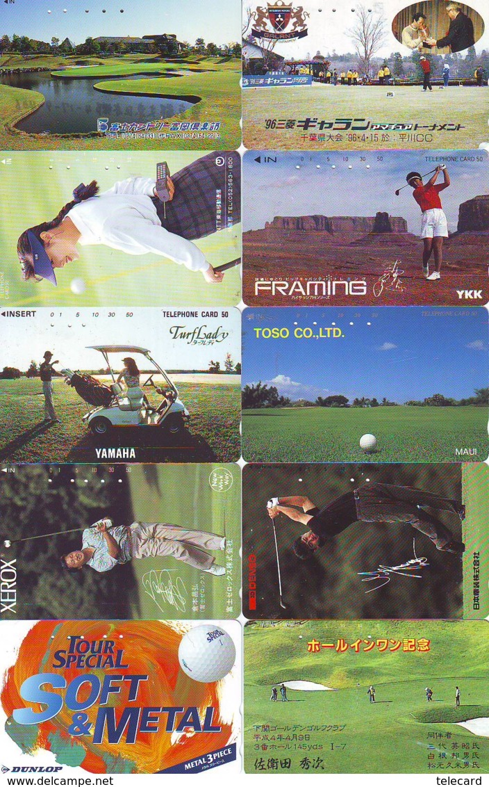 10 Télécartes - Prepaid Différentes JAPON * SPORT GOLF (LOT A-130) JAPAN 10 DIFFERENT GOLF * PHONECARDS * 10 VERSCH TK - Sport