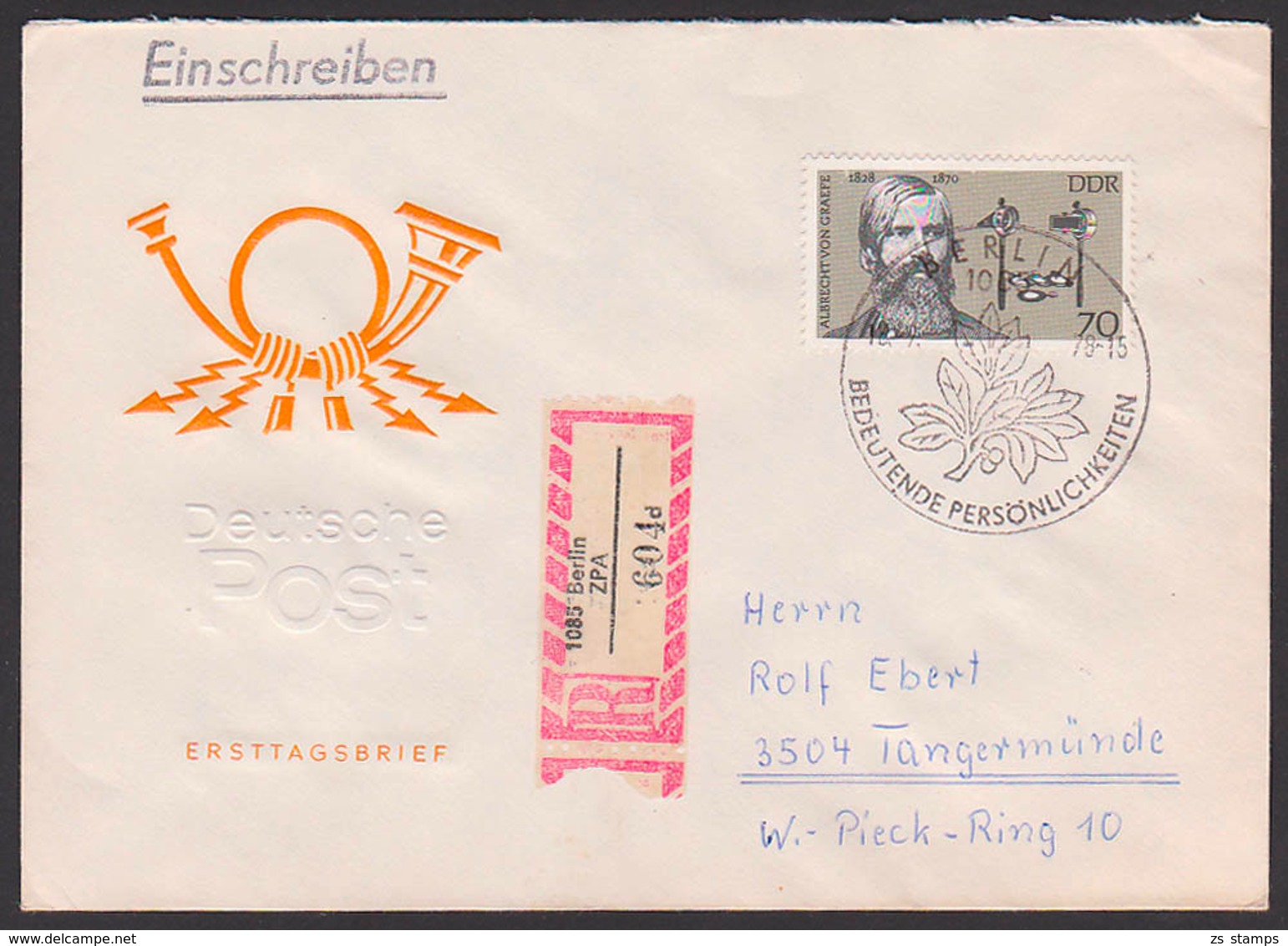 Albrecht Von Graefe, Augenarzt Augenheilkunde DDR FDC 2342, Portogenau R-Brief Bedeutende Persönlichkeiten - Sonstige & Ohne Zuordnung