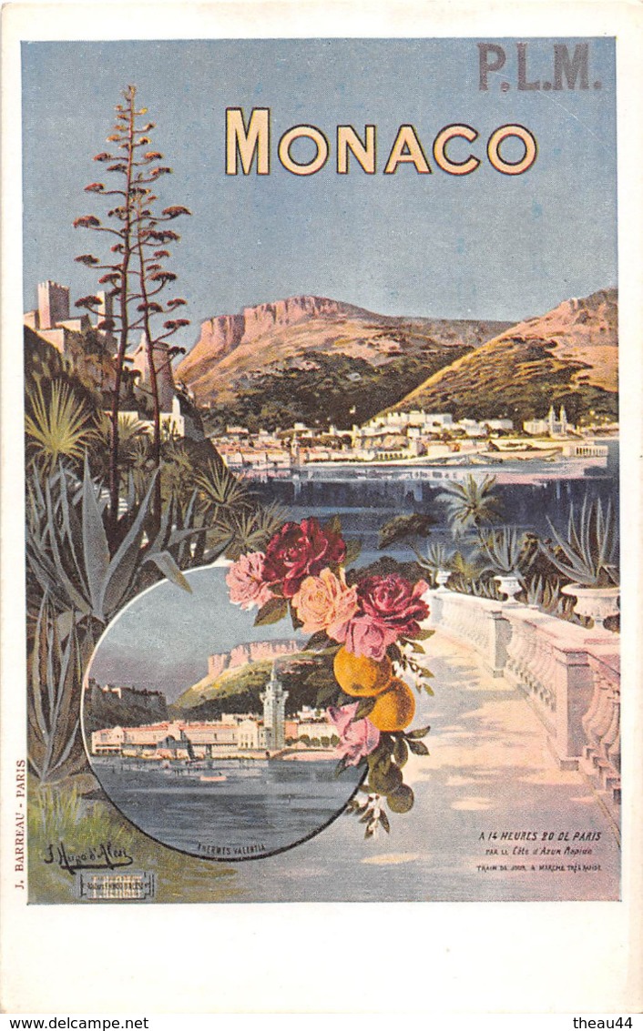 ¤¤  -   MONACO   -  Carte Publicitaire  -  L'Affiche Des Chemins De Fer " P.L.M. "  -  Illustrateur      -  ¤¤ - Verzamelingen