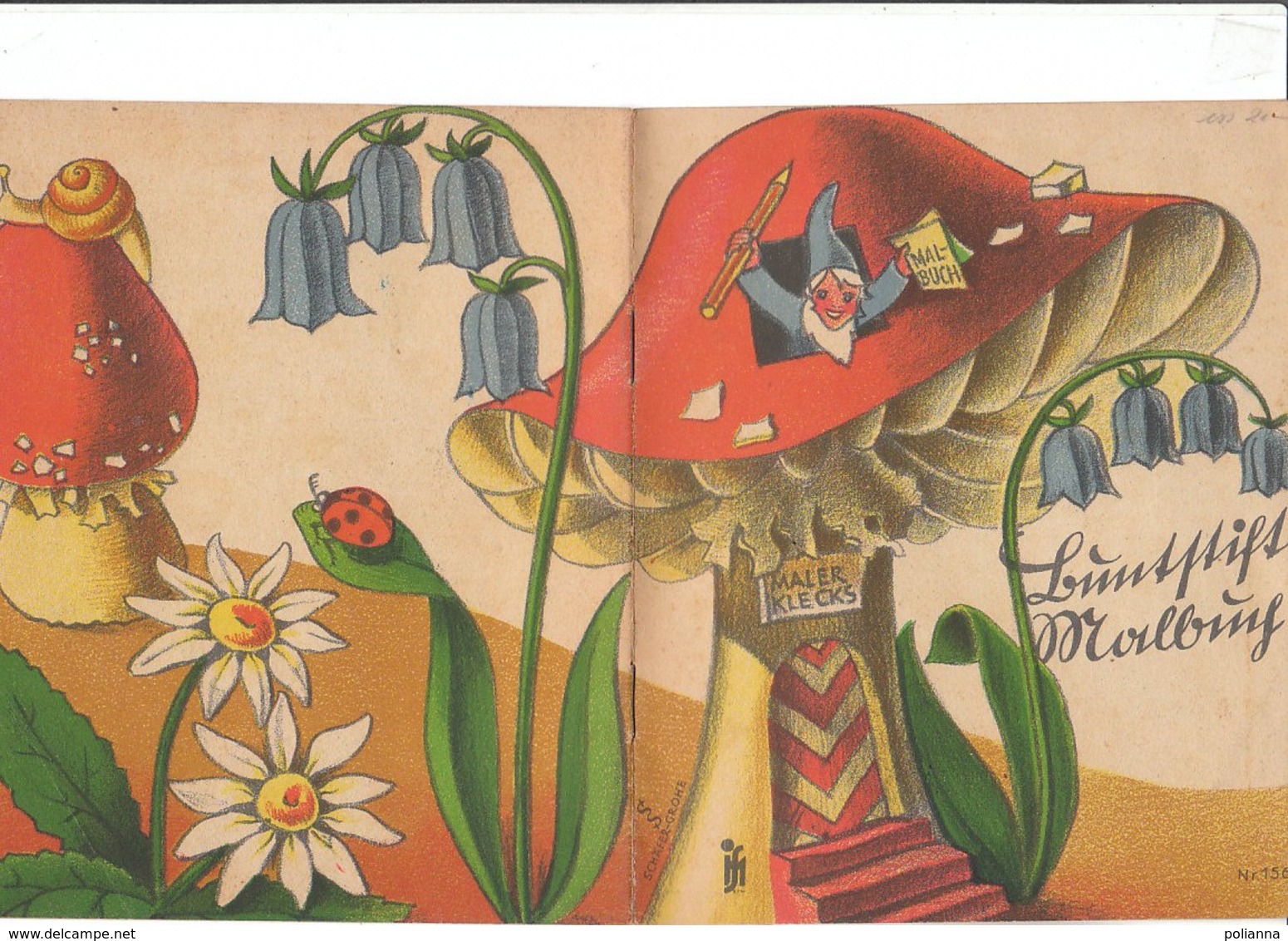 M#0V71 Albo Illustrato Da Colorare MAL-BUCH Ed.Schafer-Grohe Anni '40/FUNGHI/GNOMI - Old