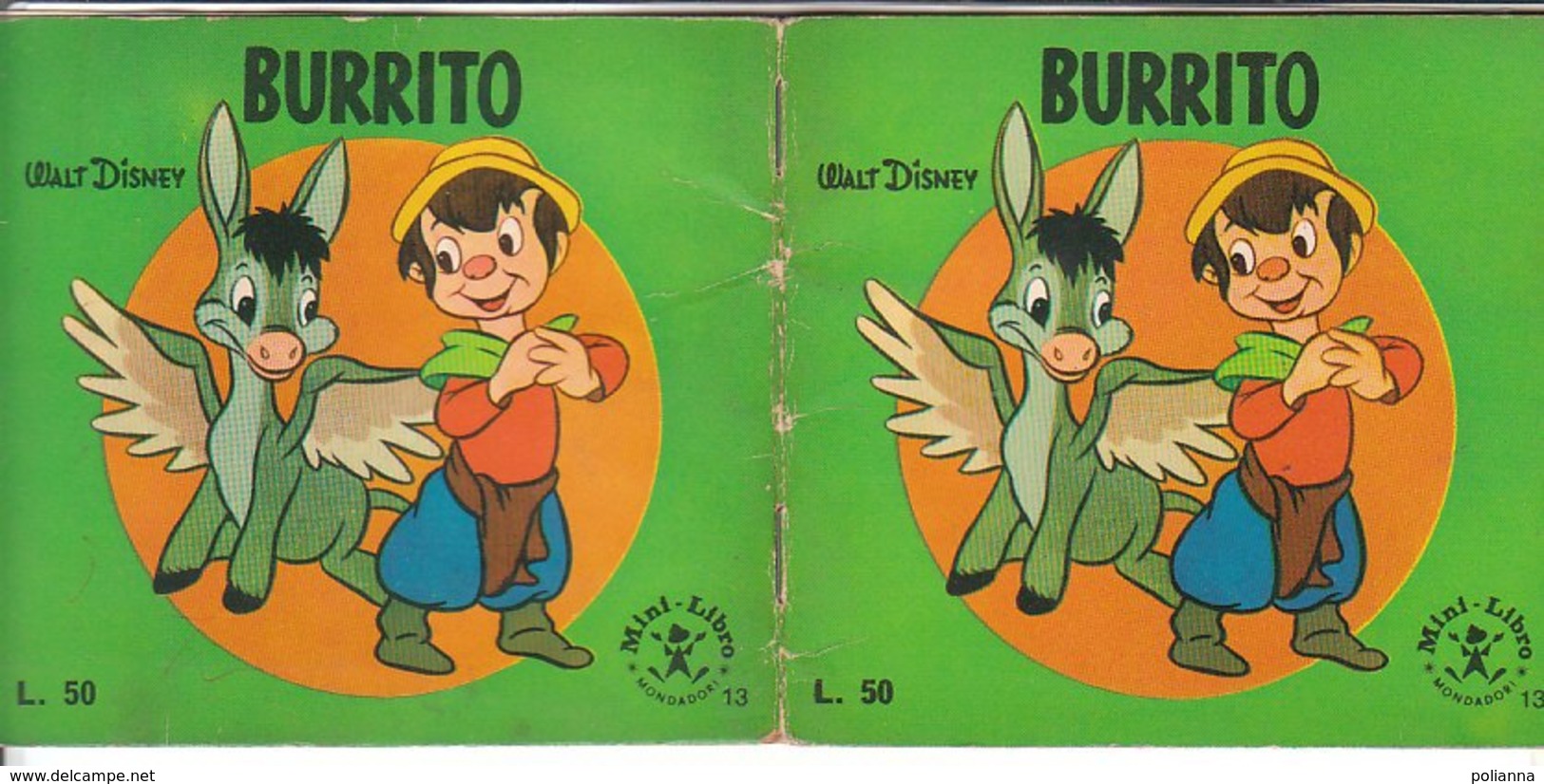 M#0V88 MINI LIBRO N.13 Walt Disney BURRITO Ed.Mondadori 1965 - Old
