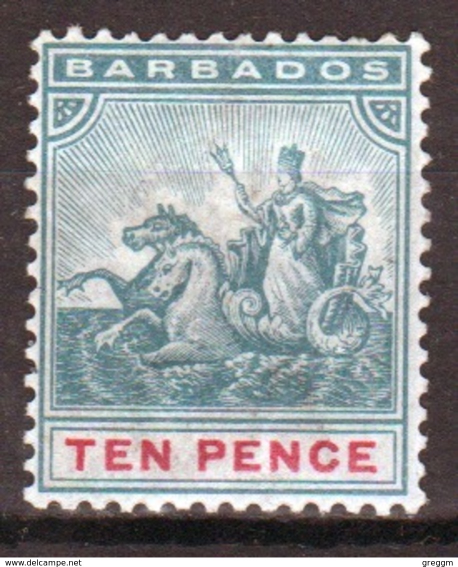 Barbados 1892 Queen Victoria Single Ten Pence Stamp. - Barbados (...-1966)