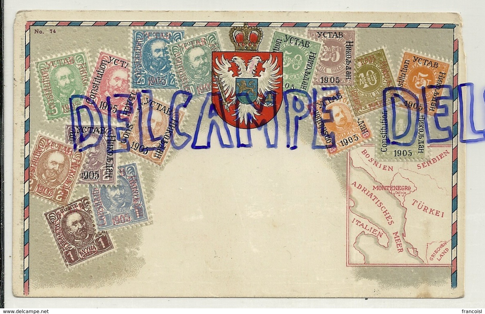 Montenegro. Timbres 1905. Cachet De La Poste 1914 - Montenegro