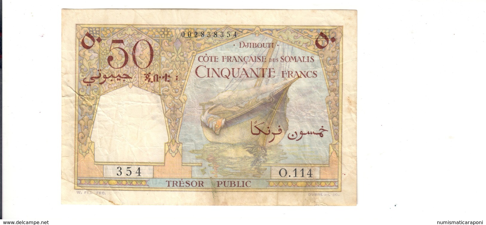 Gibuti Djibouti French Somaliland Pick#25 50 Francs 1952  Camels Lotto.2859 - Gibuti