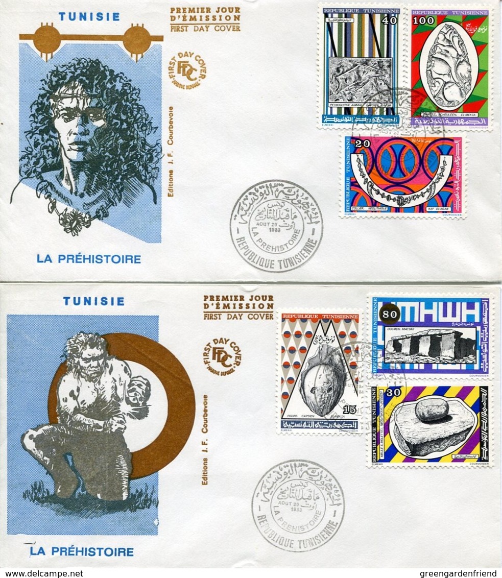 47484 TUNISIE,2  FDC 1983, Fossils, Prehistory, Prehistorique,dolmen, Fossiles - Prehistoria