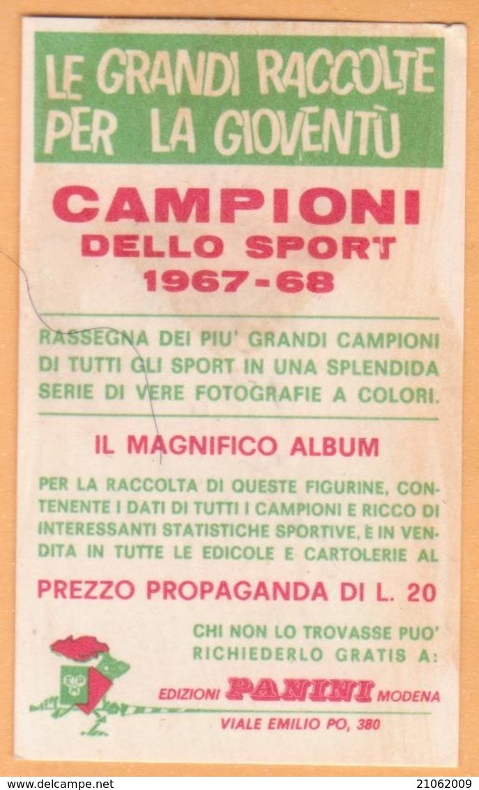 N. 56 Jim Ryun - Atletica Leggera - Campioni Dello Sport Panini 1967-68 - Edizione Italiana