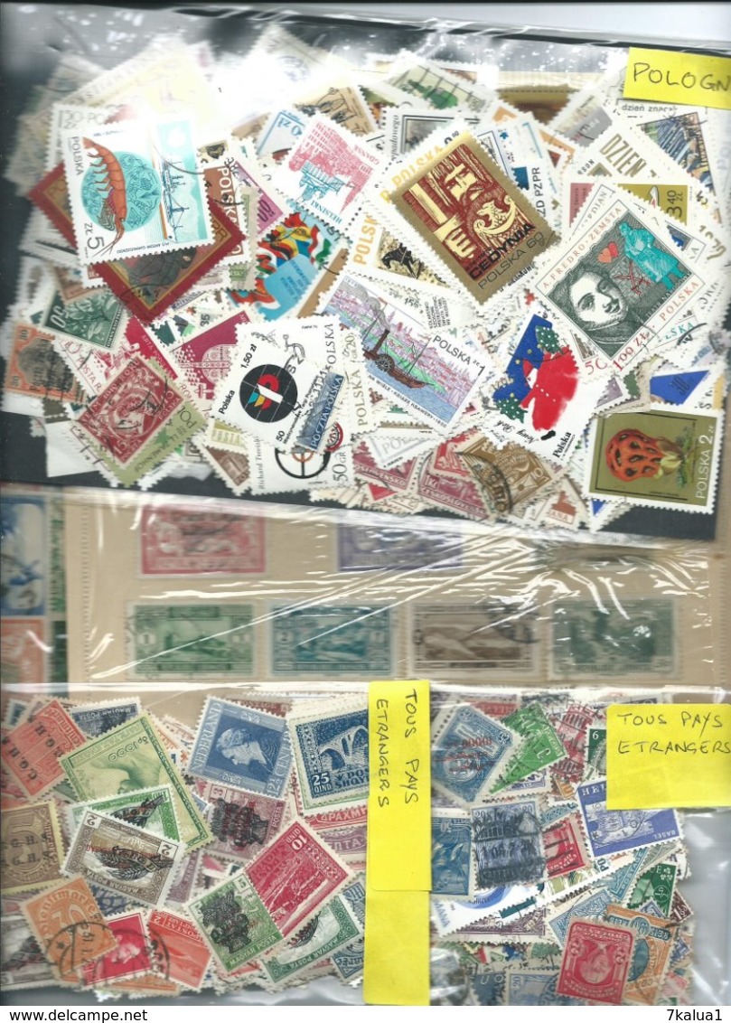 GROS VRAC, des milliers de timbres en pochettes et sur feuilles d'albums. Tous pays.