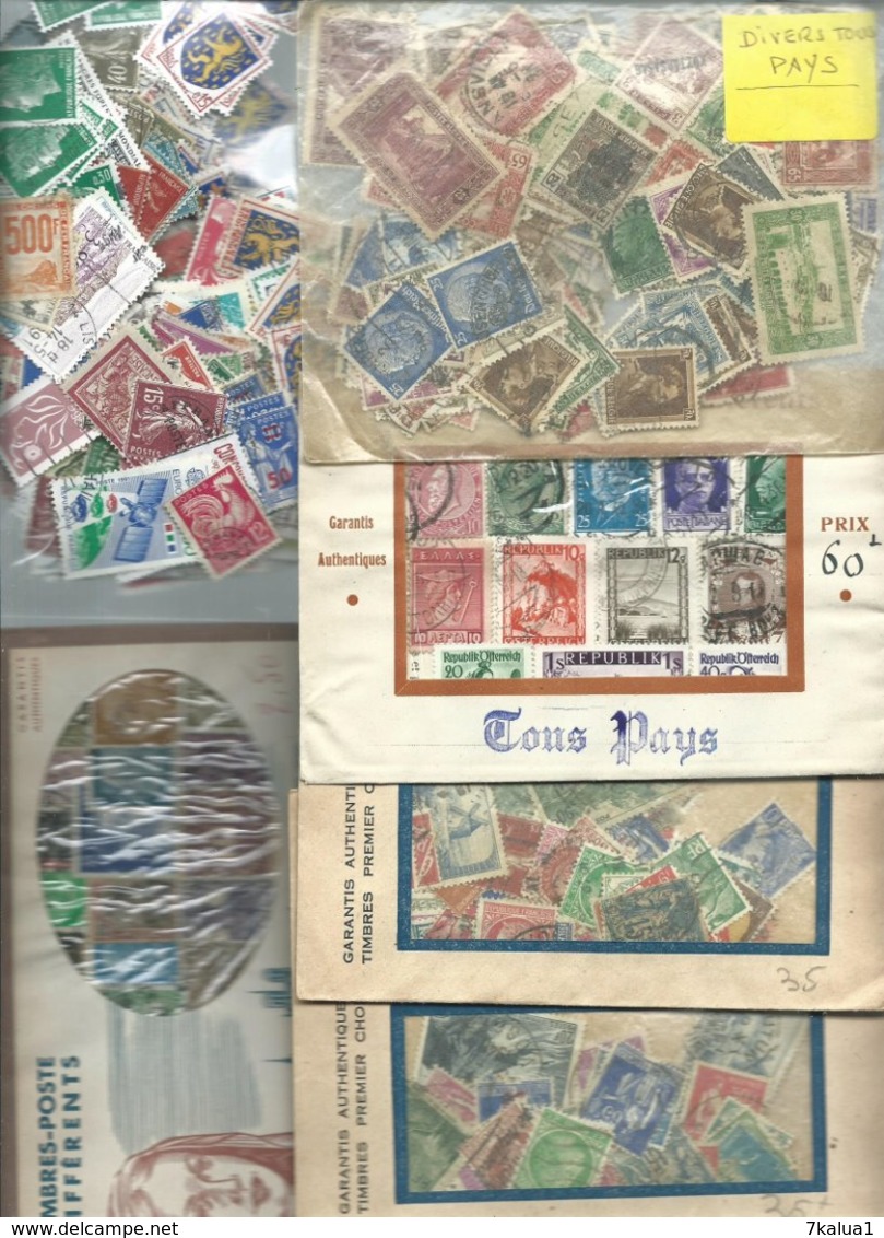 GROS VRAC, des milliers de timbres en pochettes et sur feuilles d'albums. Tous pays.