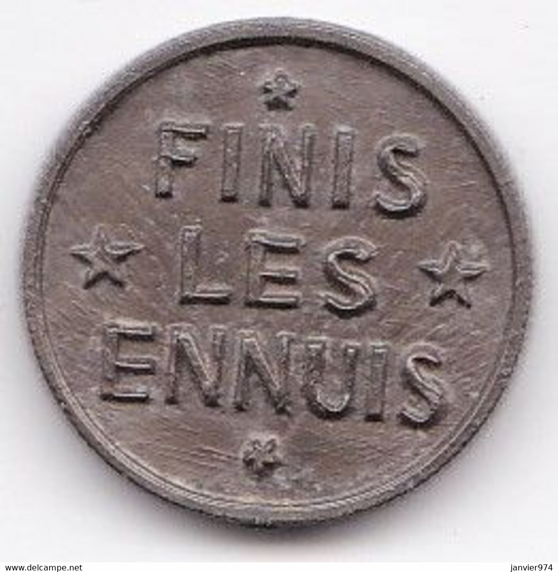 Jeton En Plastique 20 Francs Republique Française .  FINI LES ENNUIS - Monetary / Of Necessity