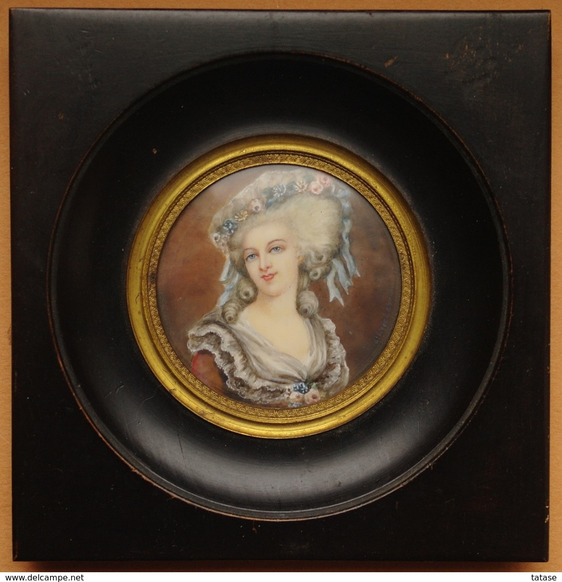 Peinture MINIATURE XIXeme Siècle  "Marie-Antoinette" D'après Vigée-Lebrun (Support Précieux) - Huiles