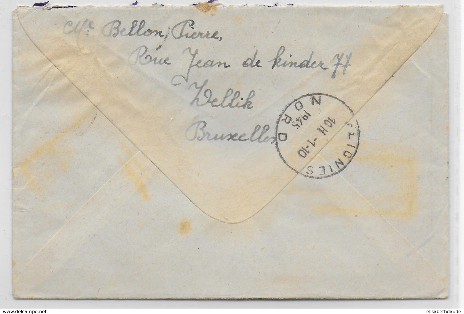 BELGIQUE - 1945 - ENVELOPPE RECOMMANDEE De ZELLIK => DOUANES De FEIGNIES (NORD FRANCE) - Lettres & Documents