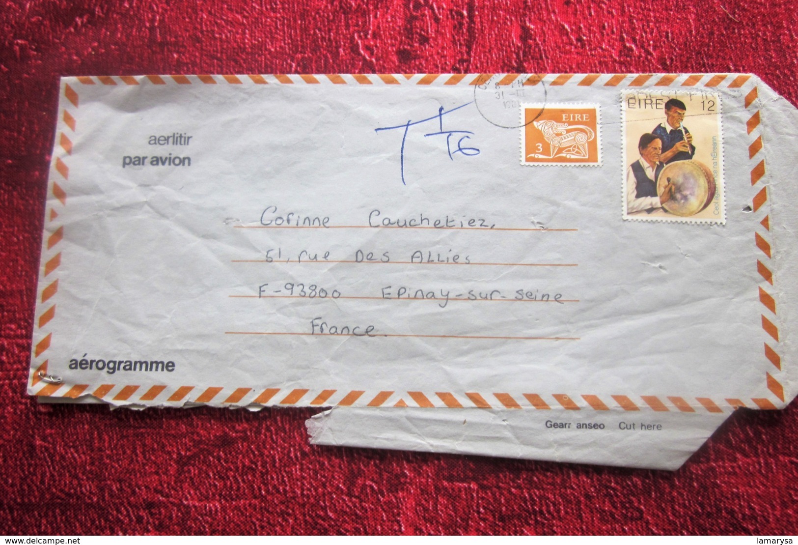 Timbres  Europe  Irlande  Poste Aérienne  Aérogramme  EIRE IRLAND ​​​​​​​  Lettre & Document 1980 - Poste Aérienne