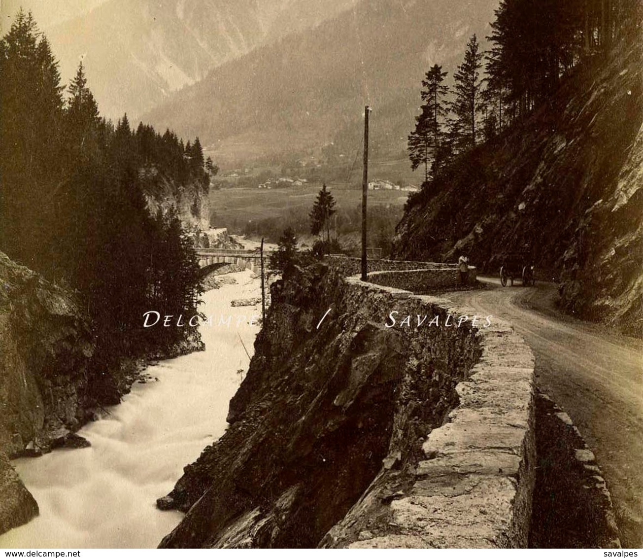 Chamonix 1875 * Les Houches, Pont Sur L’Arve * Photo Albumine Garcin * Voir Scans - Old (before 1900)
