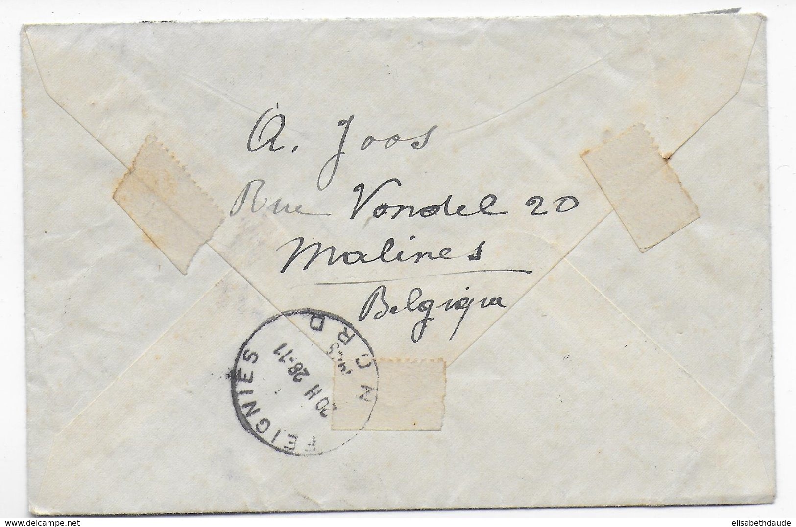 BELGIQUE - 1945 - ENVELOPPE RECOMMANDEE De MECHELEN => DOUANES De FEIGNIES (NORD FRANCE) - Covers & Documents