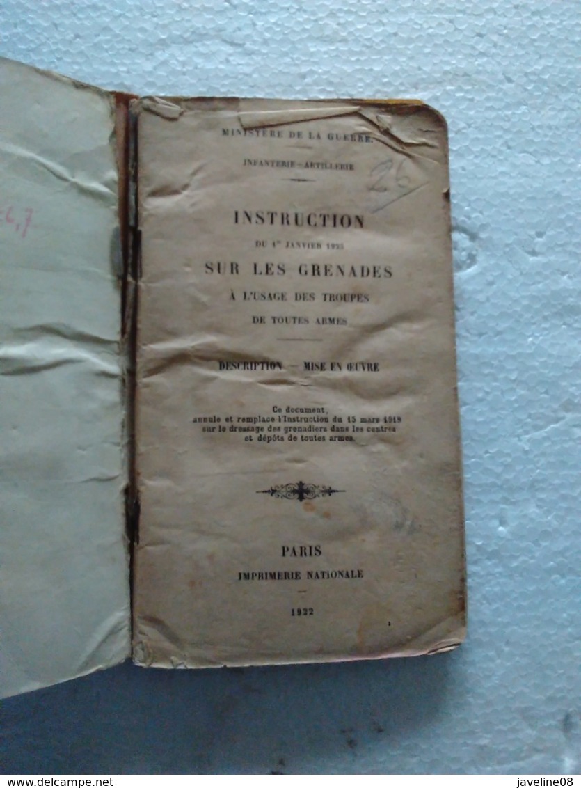 Livre : Instruction Sur Les Grenades Françaises. - Français