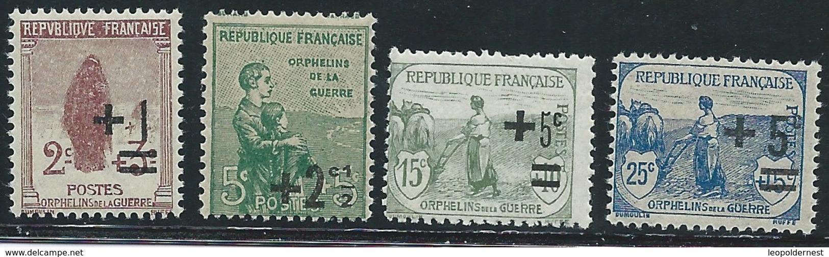 FRANCE -  2e ORPHELINS N°162 à 169. Neufs.  TB  Cote 530€. Le 5 F Signé CALVES. - Altri & Non Classificati