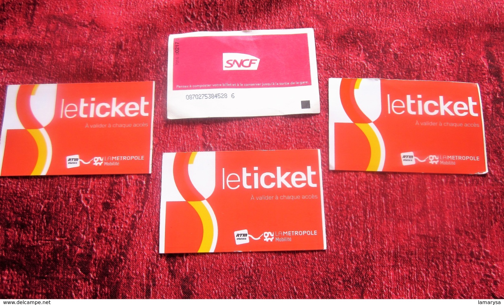 4 Billets Titres Transport Cartes D'un Jour Ticket 2 Voyage A.R Pr Tramway-Metro-Bus-Navette Bateau Estaque-SNCF Europe - Europa