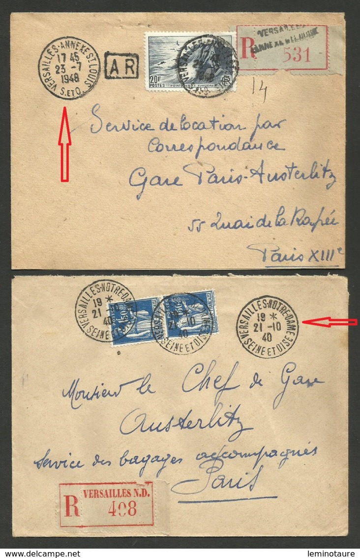 VERSAILLES / Lot 2 Lettres Recommandées.....voir Cachets & Tarifs / 1940 Et 1948 - 1921-1960: Période Moderne