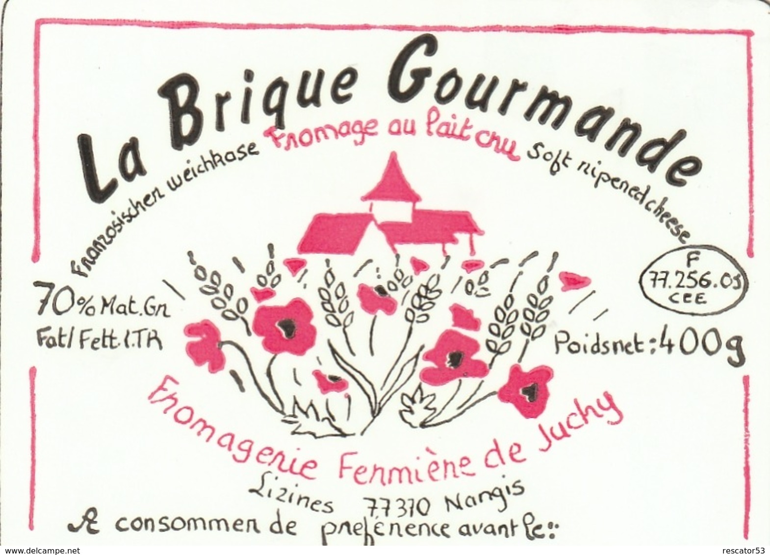 Rare étiquette De Fromage La Brique Gourmande - Käse