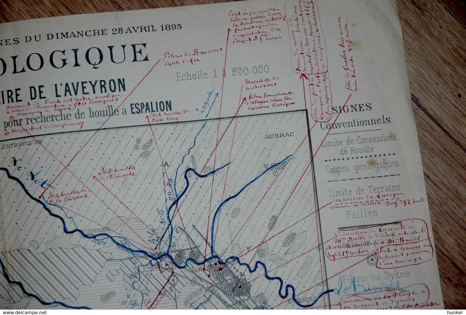 Carte Géologique Mine Mines Bassin De L'Aveyron - Autres Plans