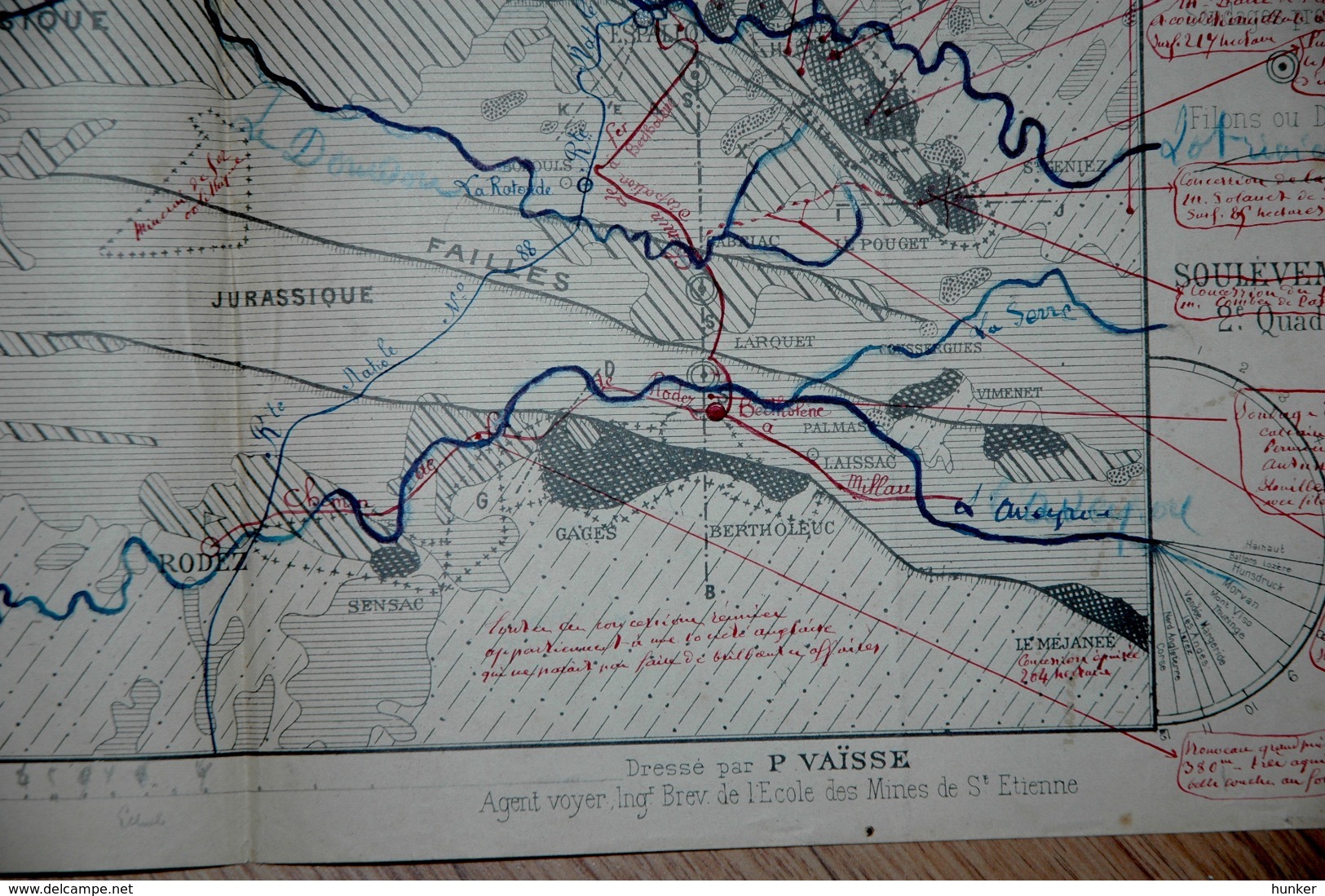 Carte Géologique Mine Mines Bassin De L'Aveyron - Autres Plans