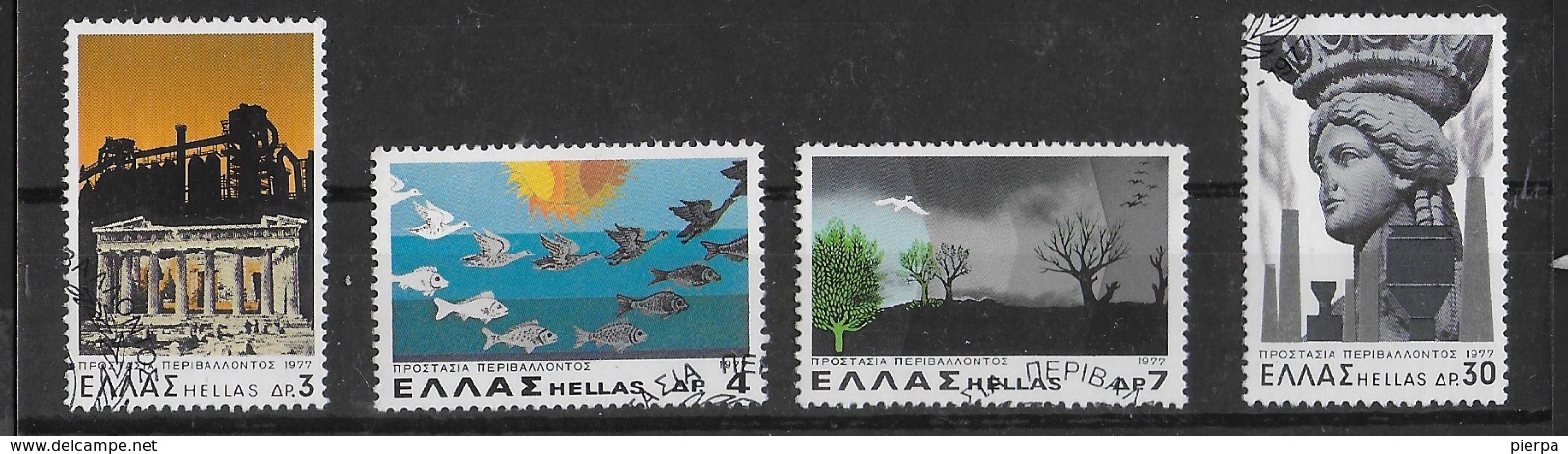 GRECIA - 1977 - PROTEZIONE DELL'AMBIENTE - SERIE CPL. 4 VAL. USATA (YVERT 1263/6 - MICHEL 1287/90) - Environment & Climate Protection
