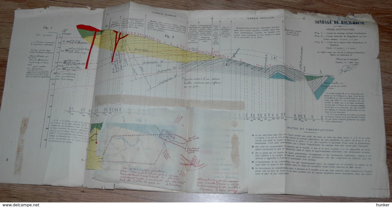 Carte Géologique Mine Mines Sondage De ROUILHOUSE- Saint Côme Aveyron - Autres Plans