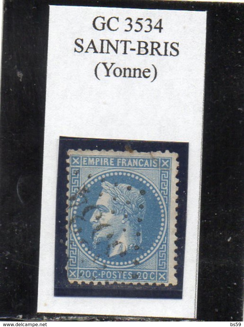 Yonne - N° 29B (ld) Obl GC 3534 Saint-Bris - 1863-1870 Napoléon III Con Laureles